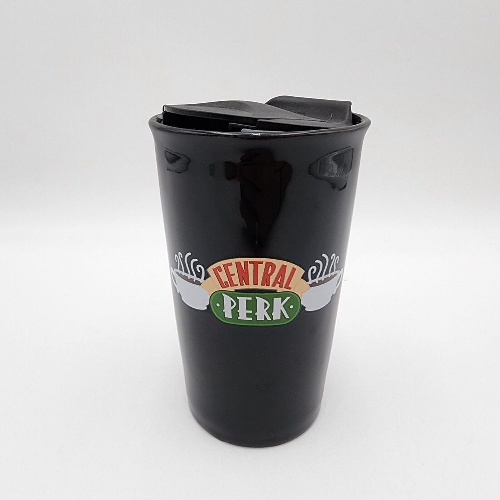 Friends Central Perk Logo Ceramic Mug‎ With Lid Coffee Cup 10 Oz Black TV Show